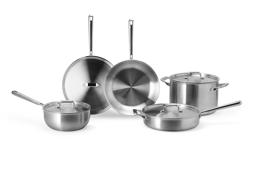Types of pots and pans: a set of Misen stainless steel pots and pans