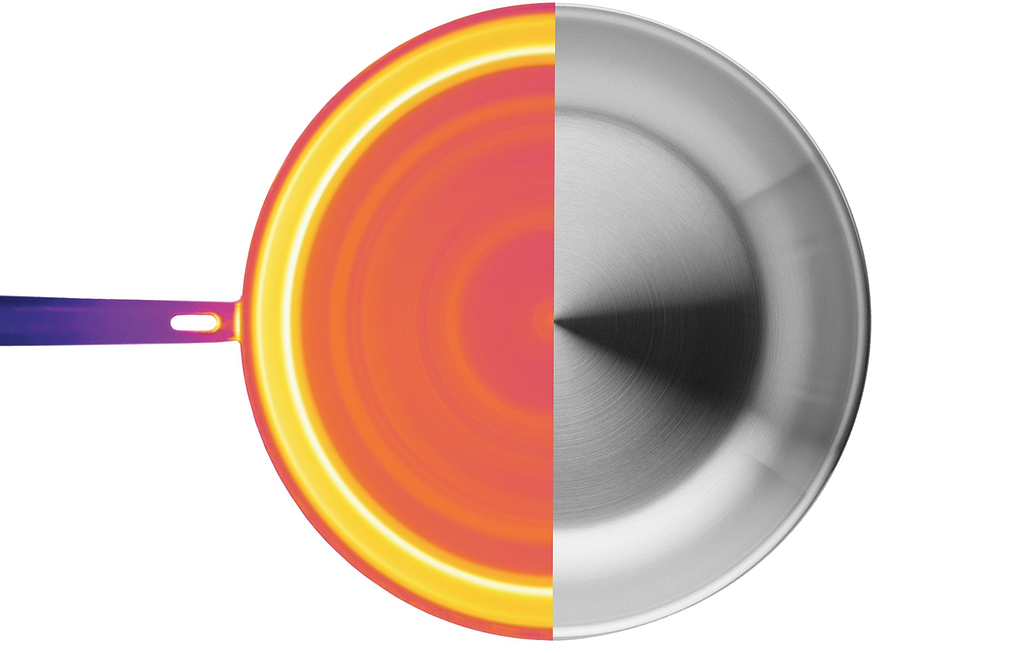 Heat distribution in a Misen stainless steel skillet