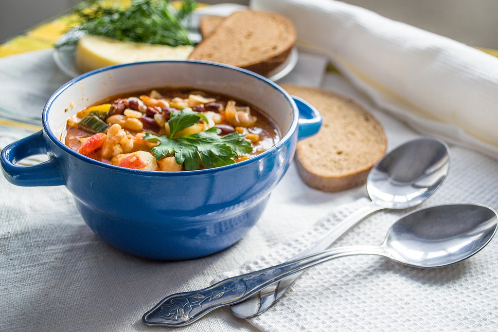 Knife cuts: a bowl of soup
