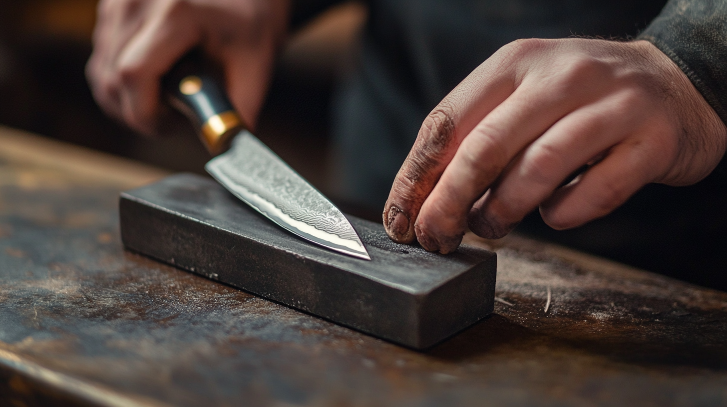 how to sharpen a knife with a stone