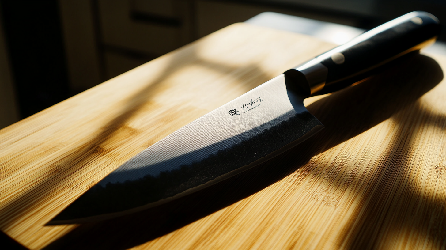 A Santoku knife showcasing its versatile cutting abilities