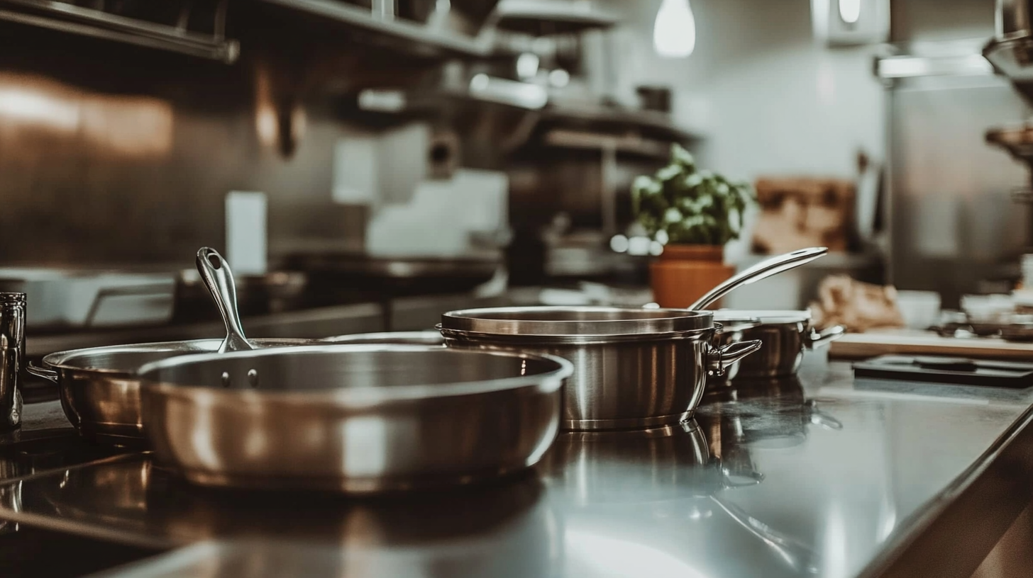 clean stainless steel pans