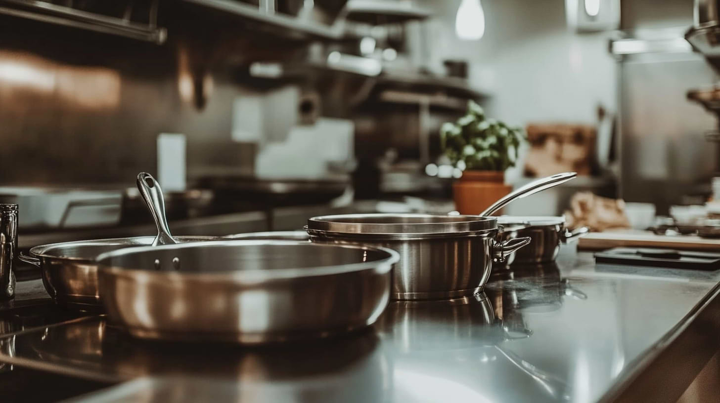 clean stainless steel pans