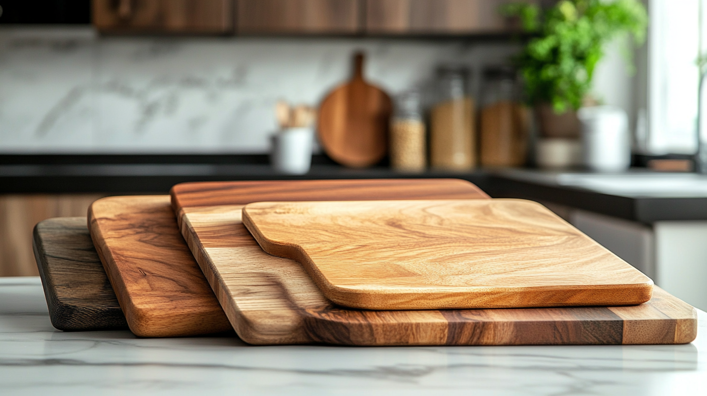 Various types of wood cutting boards