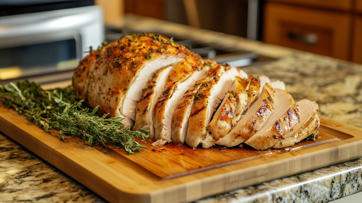 Carved turkey on a cutting board