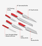 11-Piece Knife Set (ACUTO440) - Red