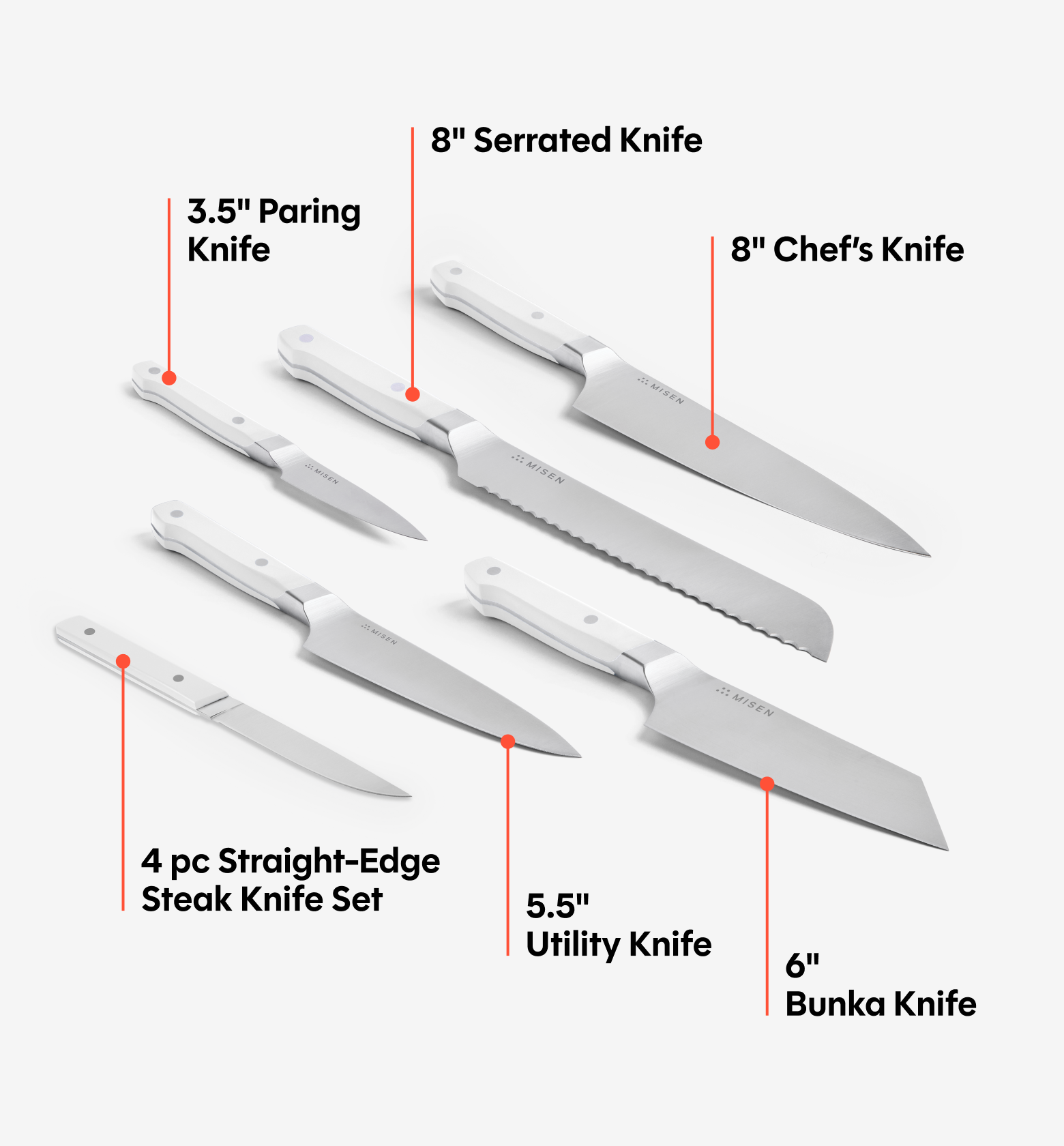 11-Piece Knife Set (ACUTO440) - White