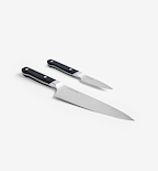 Misen chef's knife and paring knife set with black handles