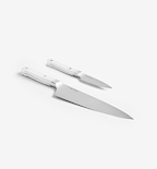 Misen chef knife and paring knife set with white handles
