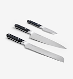 Misen 3-piece kitchen knife set with chef's knife, bread knife, and paring knife