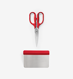 Misen kitchen shears and bench scraper set in red