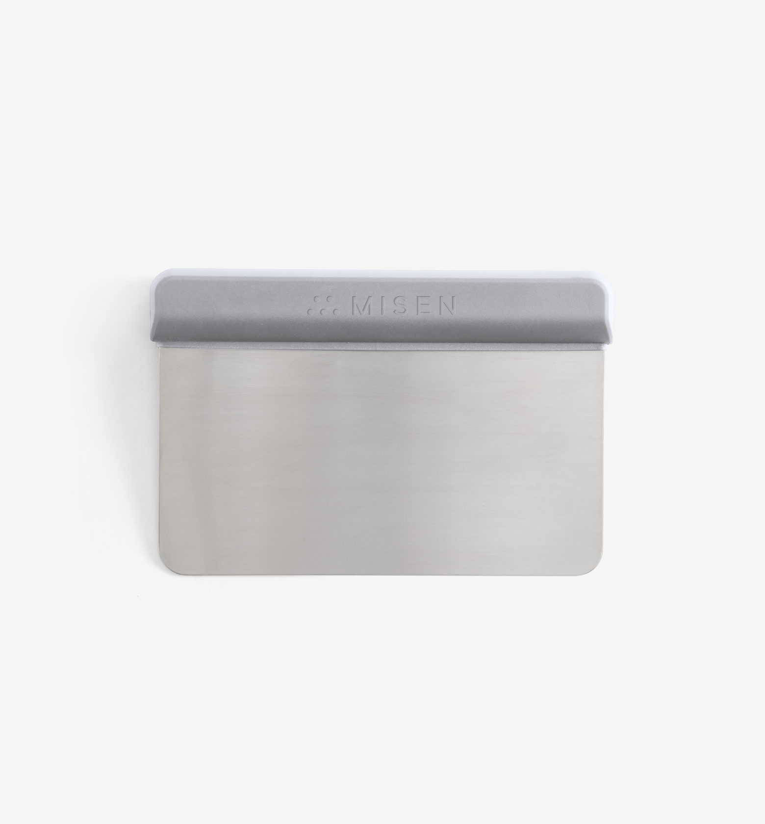 Misen bench scraper with stainless steel blade and gray silicone handle