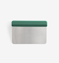 Misen bench scraper with green handle and stainless steel blade