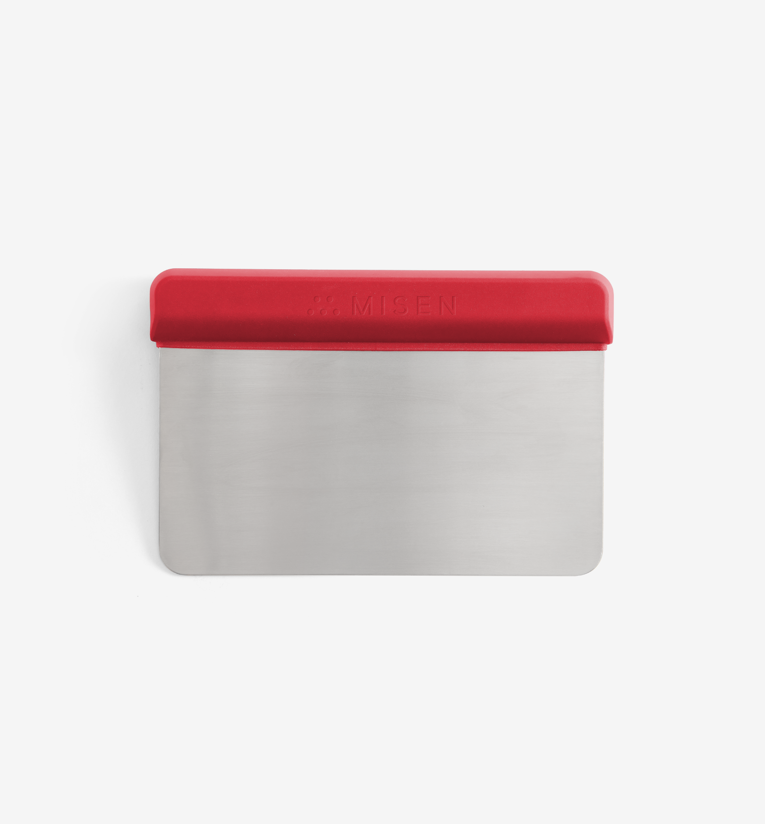 Misen bench scraper with red handle and stainless steel blade
