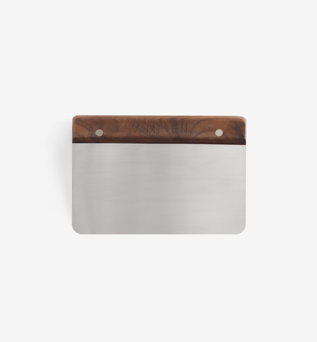 Misen bench scraper with walnut wood handle and stainless steel blade