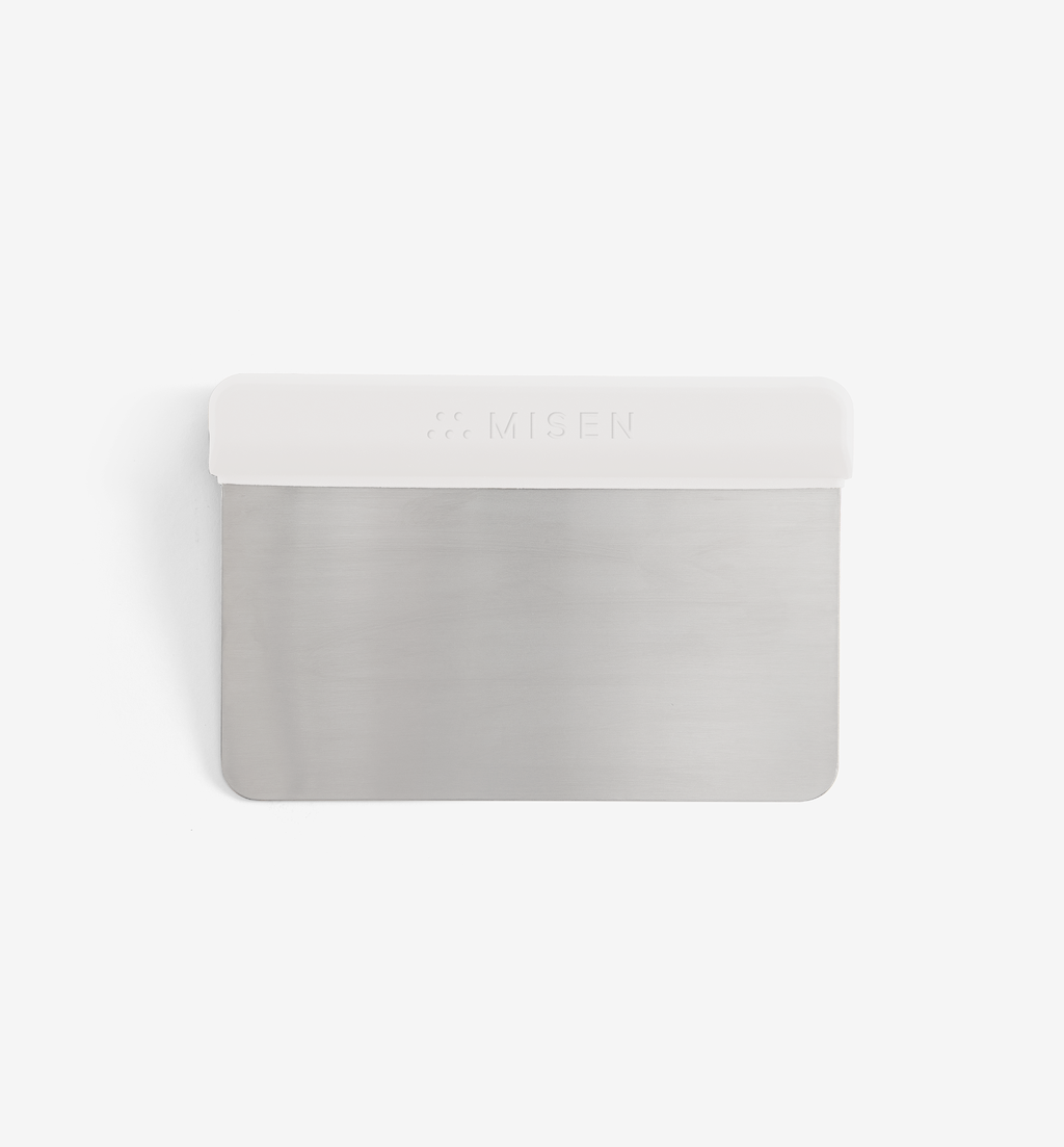 Misen stainless steel bench scraper with white plastic handle