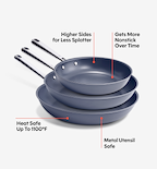 8" + 10" + 12" Deeper Carbon Nonstick™ Frying Pan + Glass Lid