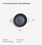 8" Carbon Nonstick™ Round Roaster + Glass Lid