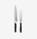 Misen carving knife and carving fork set with dark blue handles
