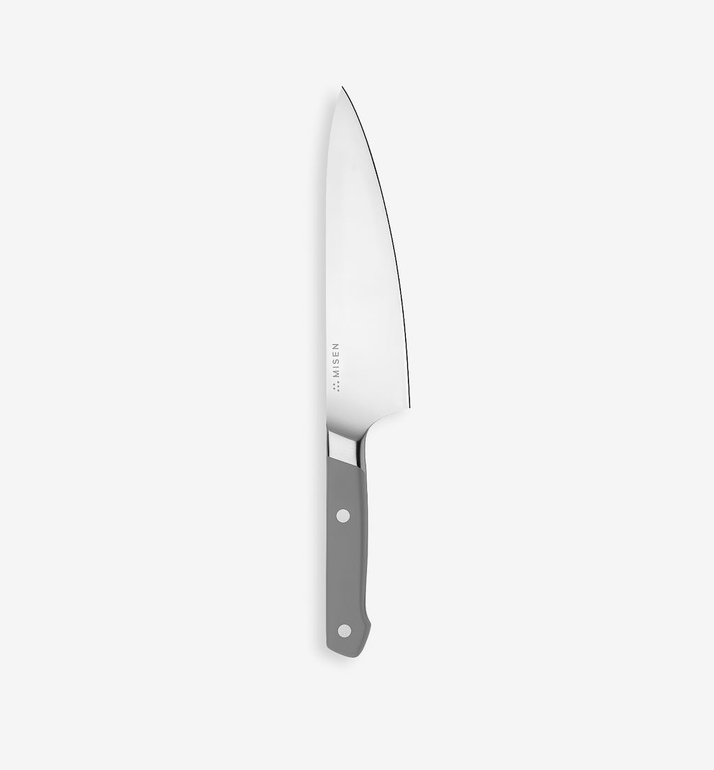 Misen chef's knife with gray handle and stainless steel blade