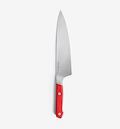 Misen chef's knife with red handle and stainless steel blade