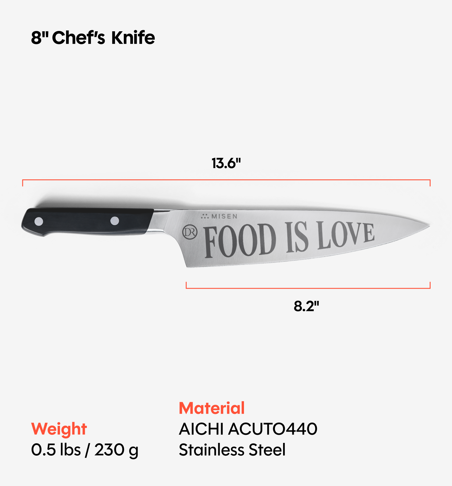 Misen x Chef David Rose 8” Chef’s Knife - Black
