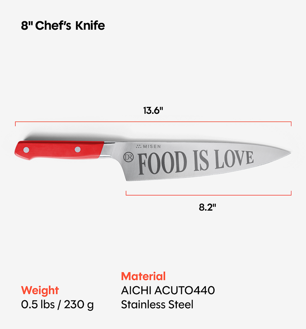 Misen x Chef David Rose 8” Chef’s Knife - Red