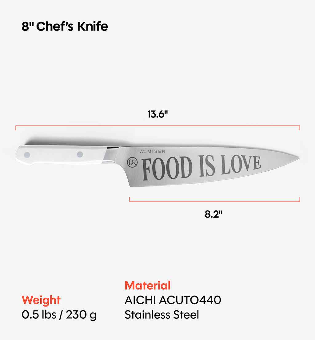 Misen x Chef David Rose 8” Chef’s Knife - White