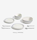 18-Piece Dinnerware + Flatware Set (Serves 2) - Blue / Polished