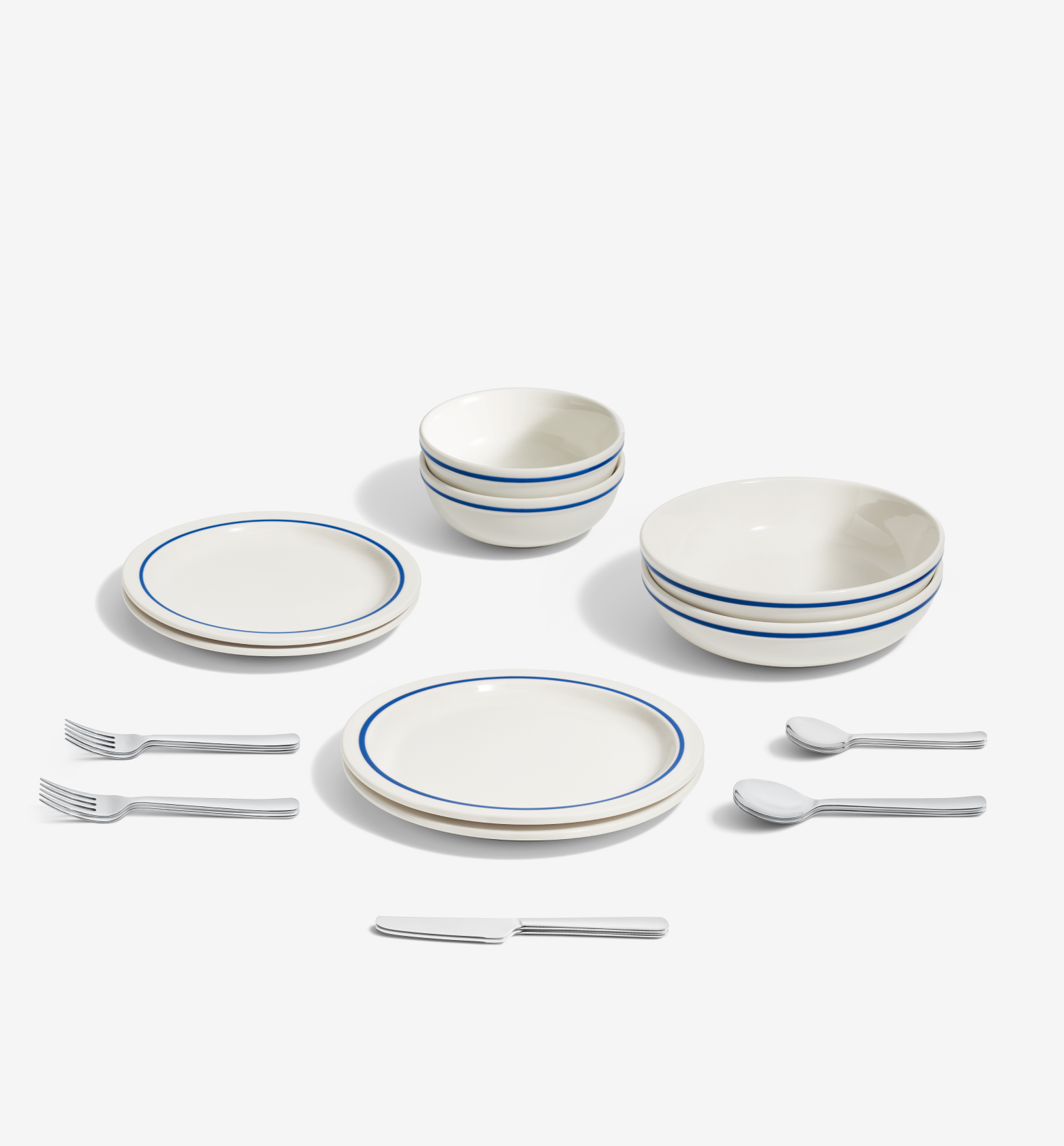 18-Piece Dinnerware + Flatware Set (Serves 2) - Blue / Polished