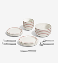 36-Piece Dinnerware + Flatware Set (Serves 4) - Red / Brushed
