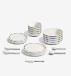 36-Piece Dinnerware + Flatware Set (Serves 4) - Blue / Polished