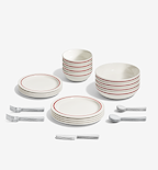 36-Piece Dinnerware + Flatware Set (Serves 4) - Red / Polished