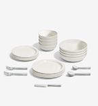 36-Piece Dinnerware + Flatware Set (Serves 4) - White / Polished