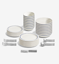 72-Piece Dinnerware + Flatware Set (Serves 8) - Blue / Brushed