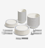 72-Piece Dinnerware + Flatware Set (Serves 8) - Blue / Brushed