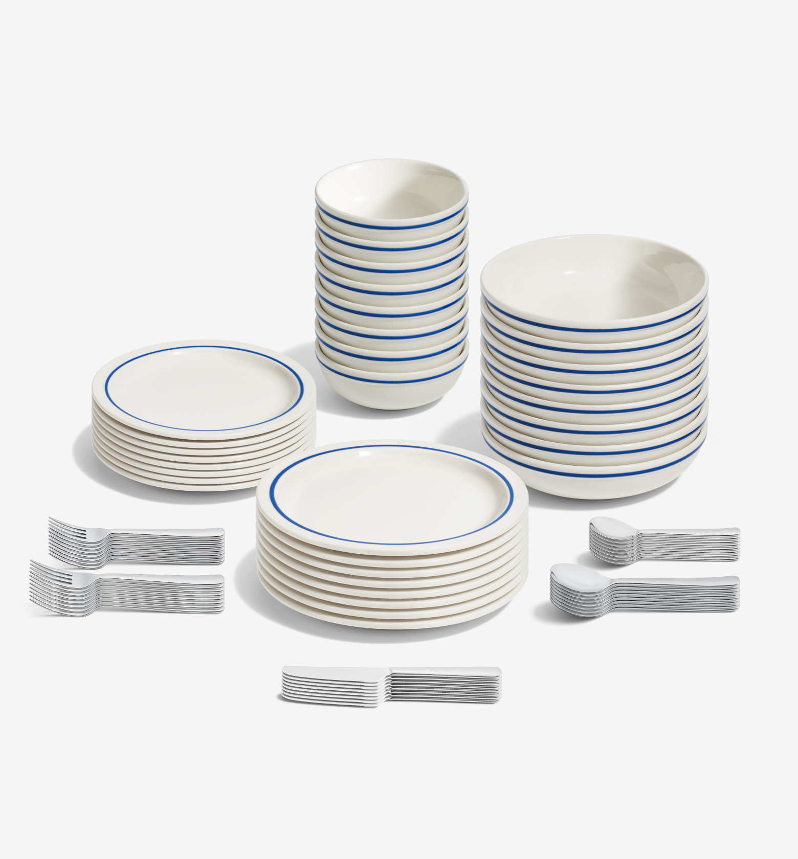 72-Piece Dinnerware + Flatware Set (Serves 8) - Blue / Polished