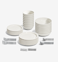 72-Piece Dinnerware + Flatware Set (Serves 8) - White / Polished