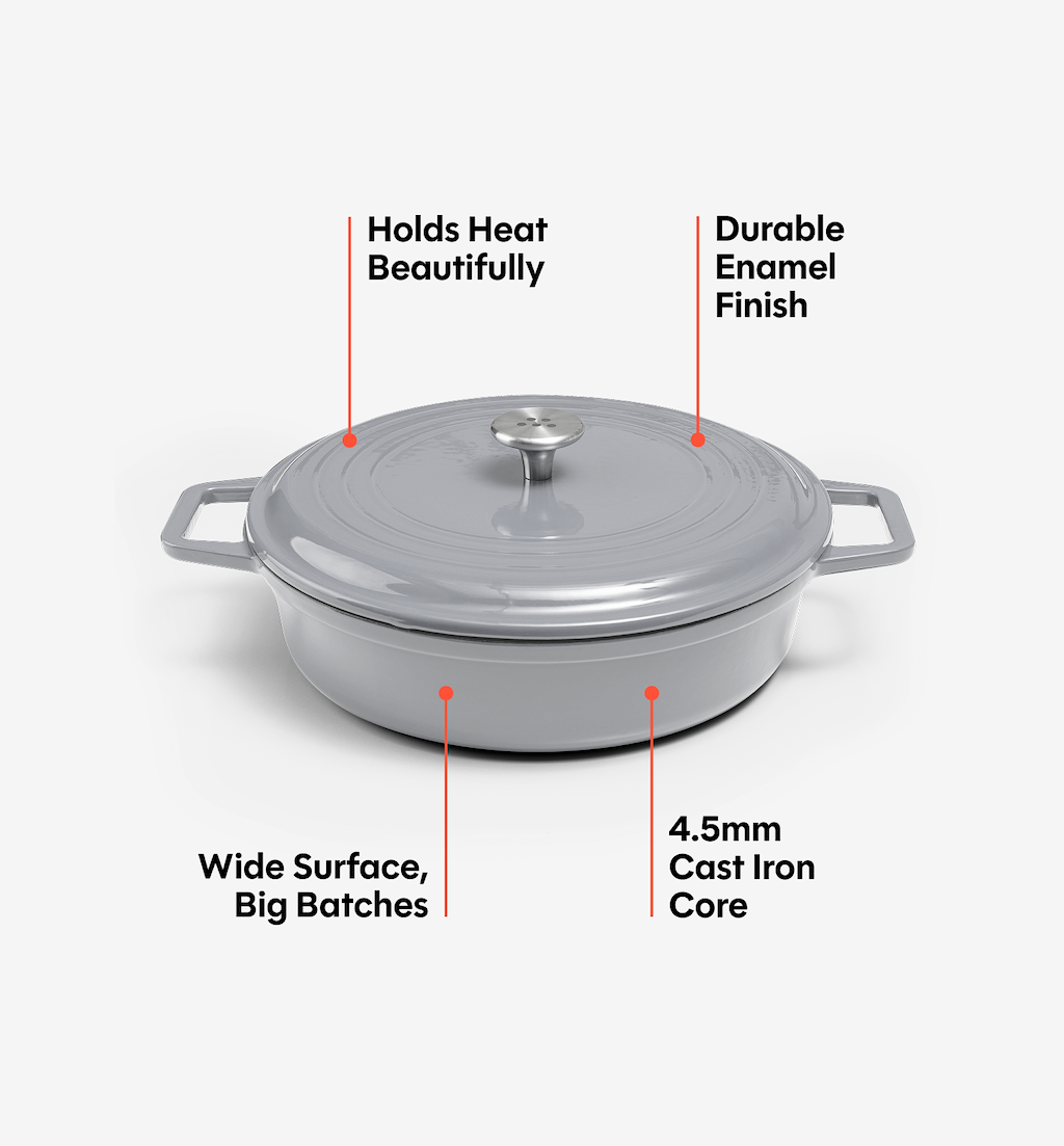 5.5 QT Enamel Cast-Iron Braiser - Gray - Final Sale