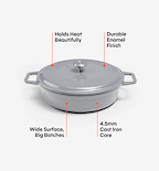 5.5 QT Enamel Cast-Iron Braiser - Gray - Final Sale