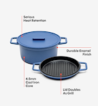 5.5 QT Enamel Cast-Iron Dutch Oven - Grill & Silicone Lid - Classic Blue - Final Sale