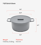 7 QT Enamel Cast-Iron Dutch Oven - Grill & Silicone Lid - Gray - Final Sale
