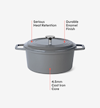 7 QT Enamel Cast-Iron Dutch Oven - Classic Lid - Gray - Final Sale