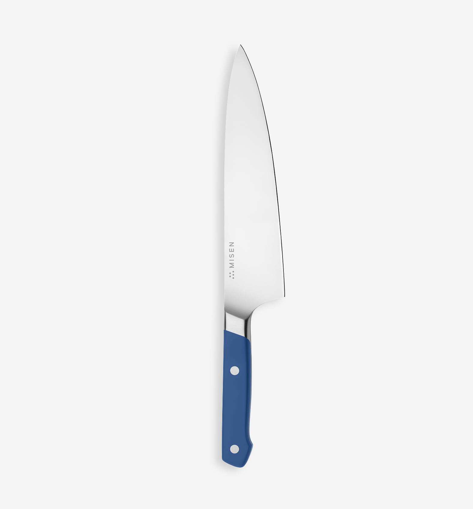 Misen chef's knife with blue handle and stainless steel blade