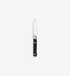 Misen paring knife with black handle and stainless steel blade