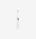 Misen paring knife with white handle and stainless steel blade