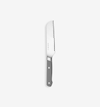 Misen serrated bread knife with gray handle and stainless steel blade