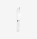 Misen serrated bread knife with white handle and stainless steel blade