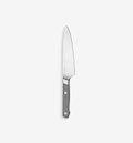 Misen chef's knife with polished stainless steel blade and gray handle