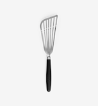 Stainless steel slotted fish spatula with black soft-grip handle